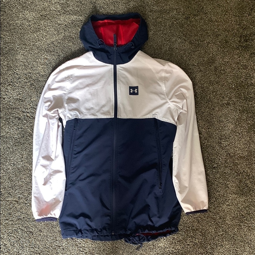 Under Armour Blue and White Hooded Jacket